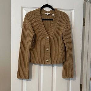 Vince Sized Medium Tan Ribbed Cardigan Cashmere/Wool Blend Sweater